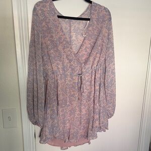 Floral Pink Long Sleeve Dress